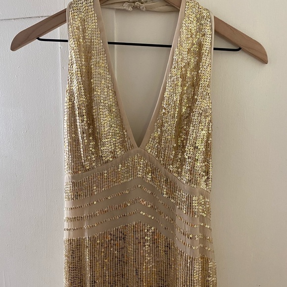 Scala Gold Sequin Halter Dress - Picture 2 of 3